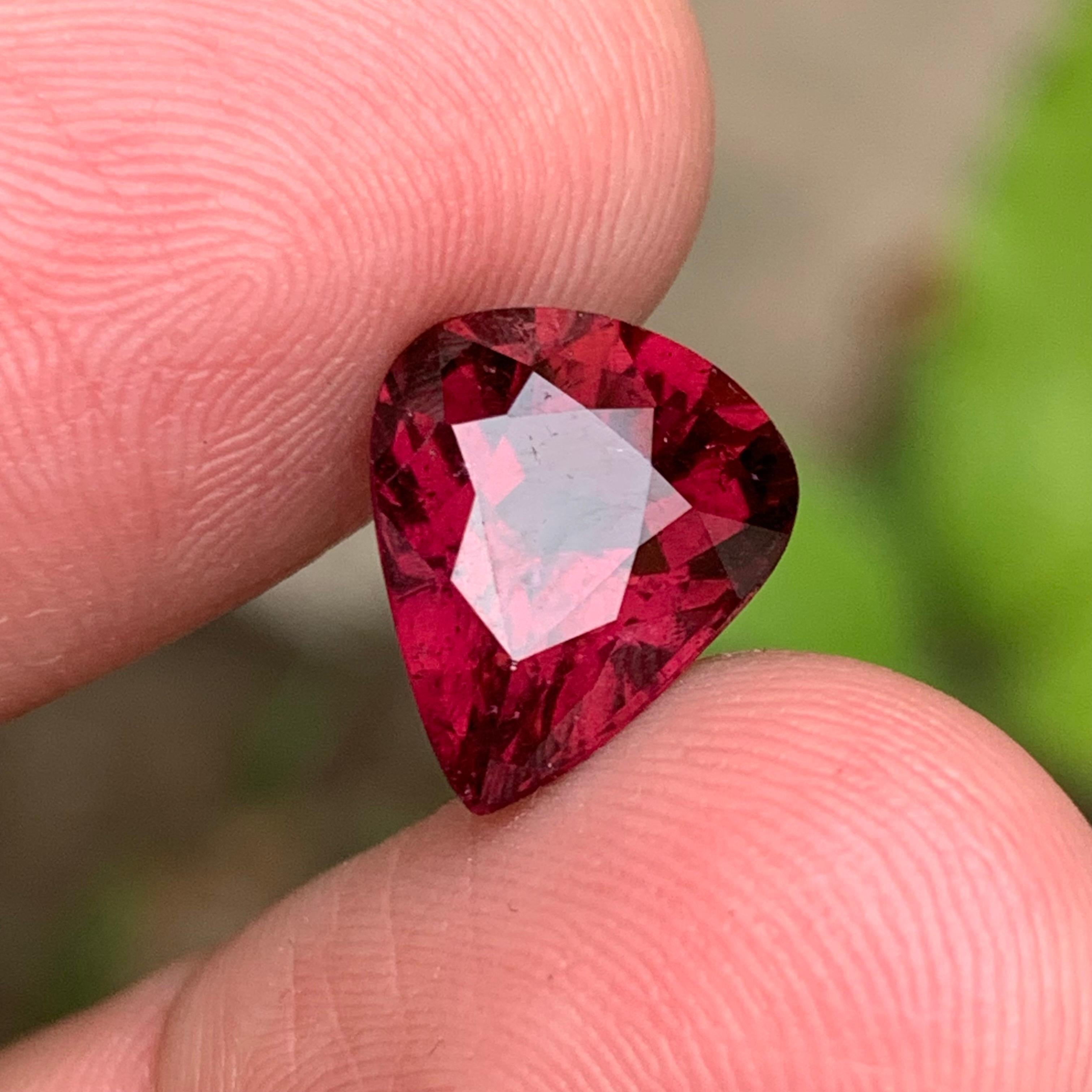 Contemporary Rare Purplish Deep Pink Tourmaline Ring Loose Gemstone, 5.10 Ct Pear Cut-Jewelry For Sale