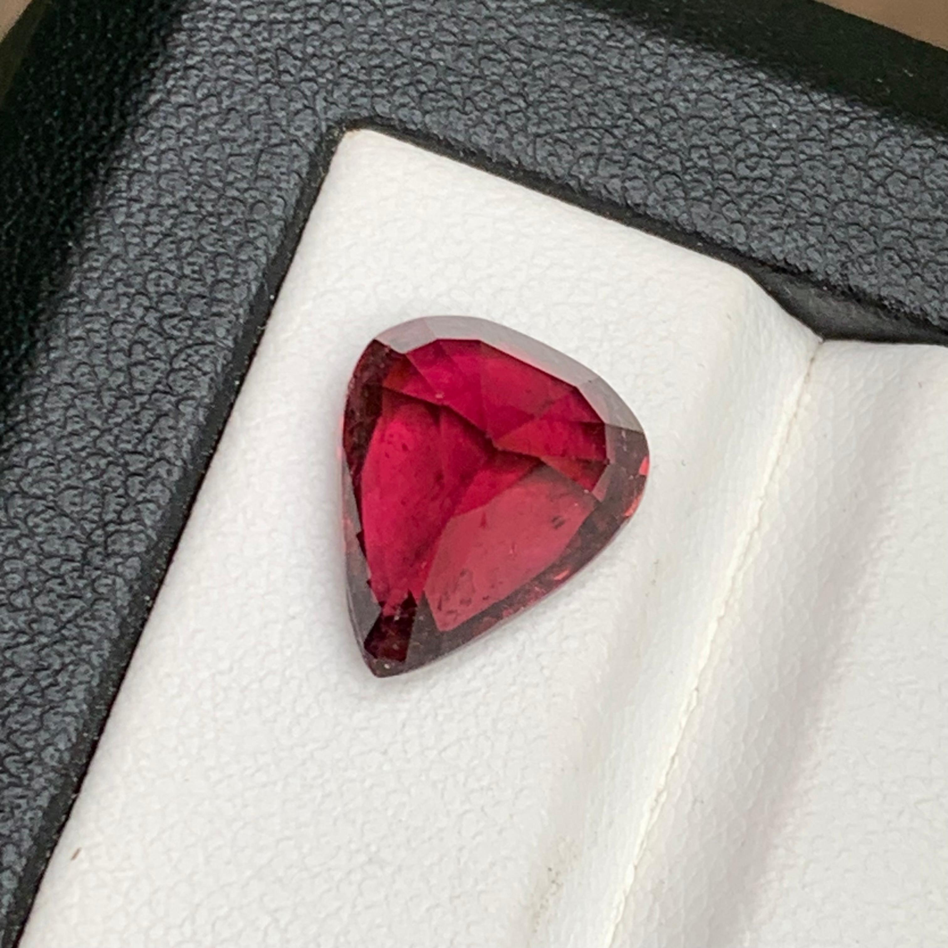 Women's or Men's Rare Purplish Deep Pink Tourmaline Ring Loose Gemstone, 5.10 Ct Pear Cut-Jewelry For Sale
