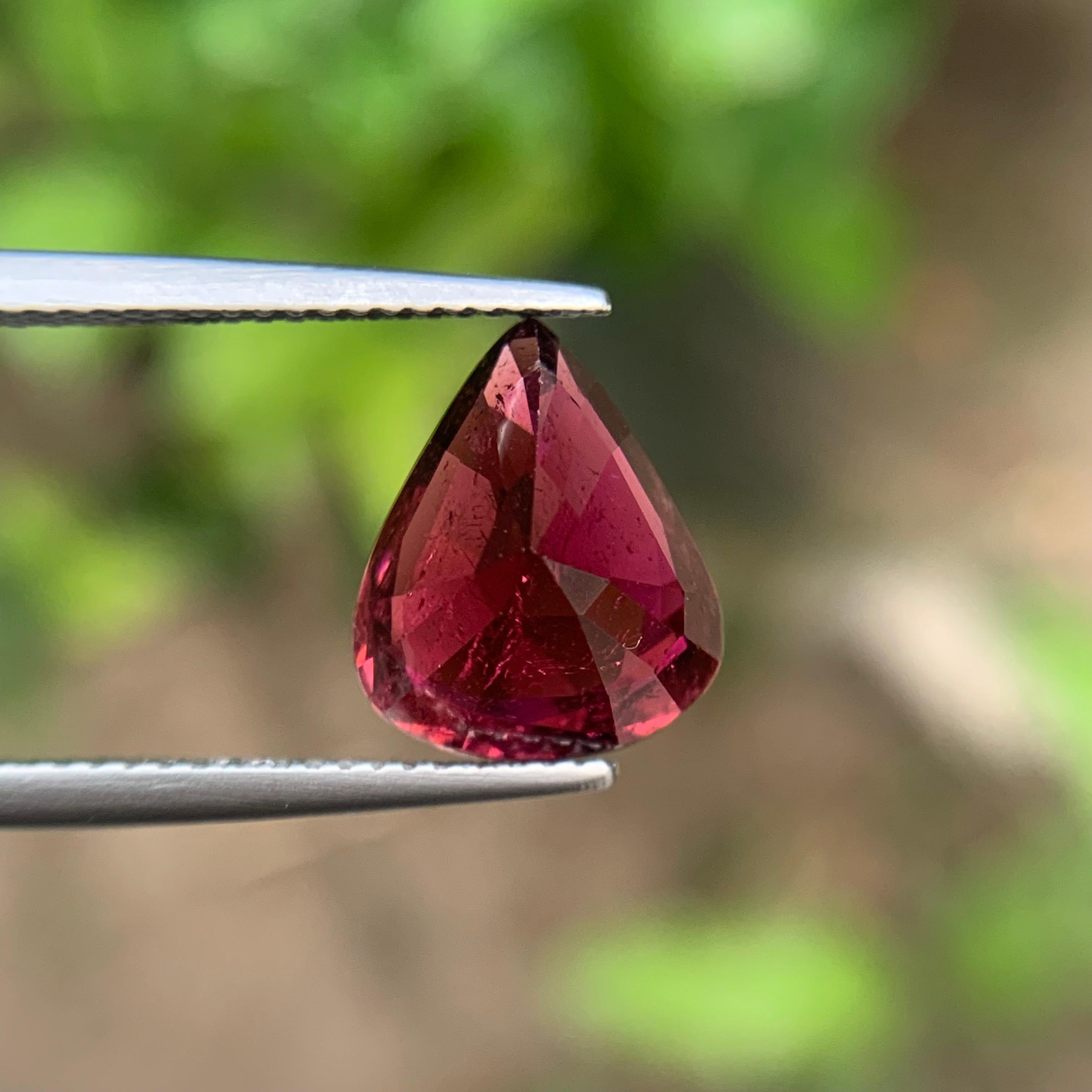 Rare Purplish Deep Pink Tourmaline Ring Loose Gemstone, 5.10 Ct Pear Cut-Jewelry For Sale 2