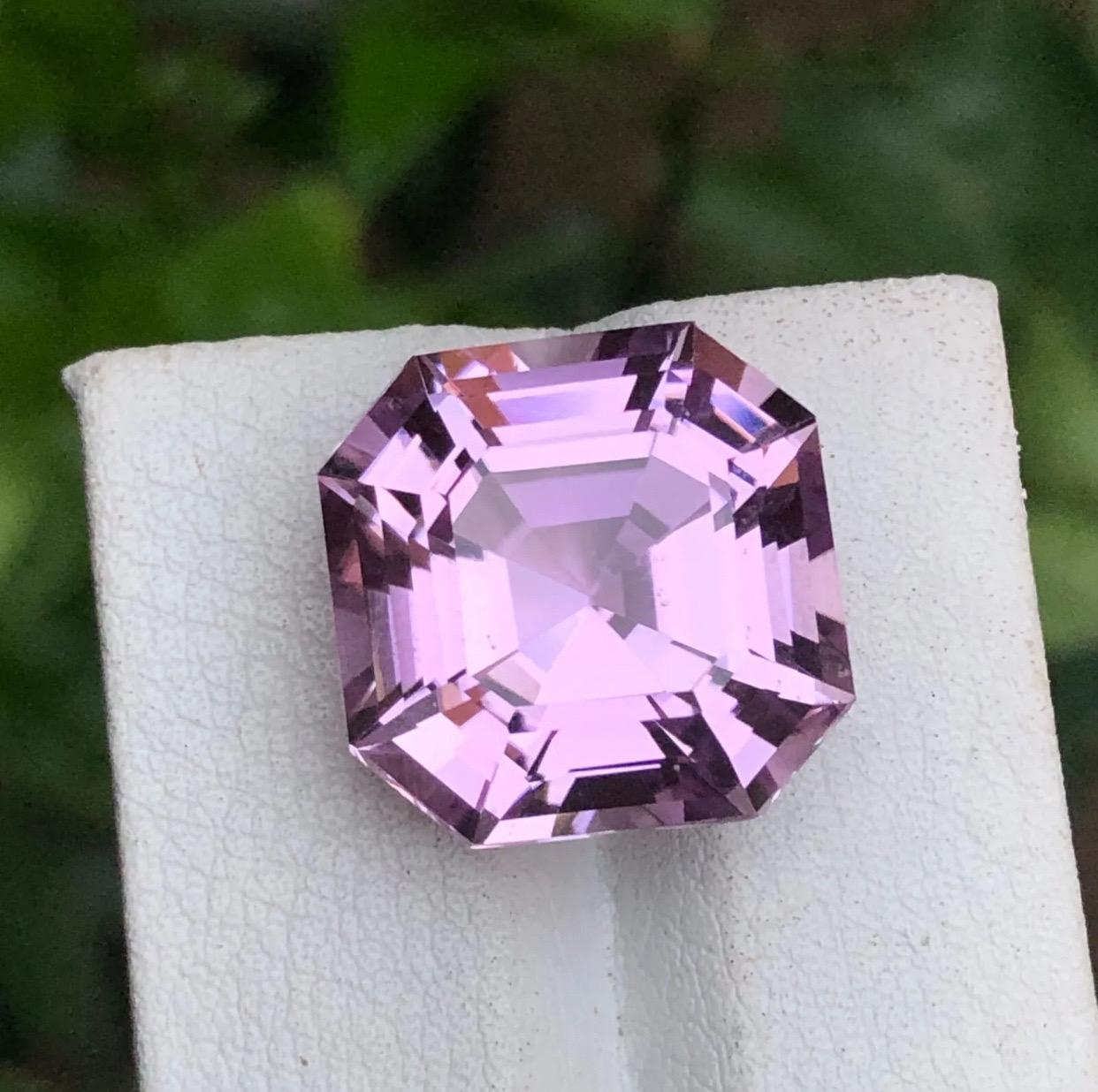 Rare Purplish Lavender Pink Natural Kunzite Loose Gemstone, 20.75 Ct-Asscher Cut 1