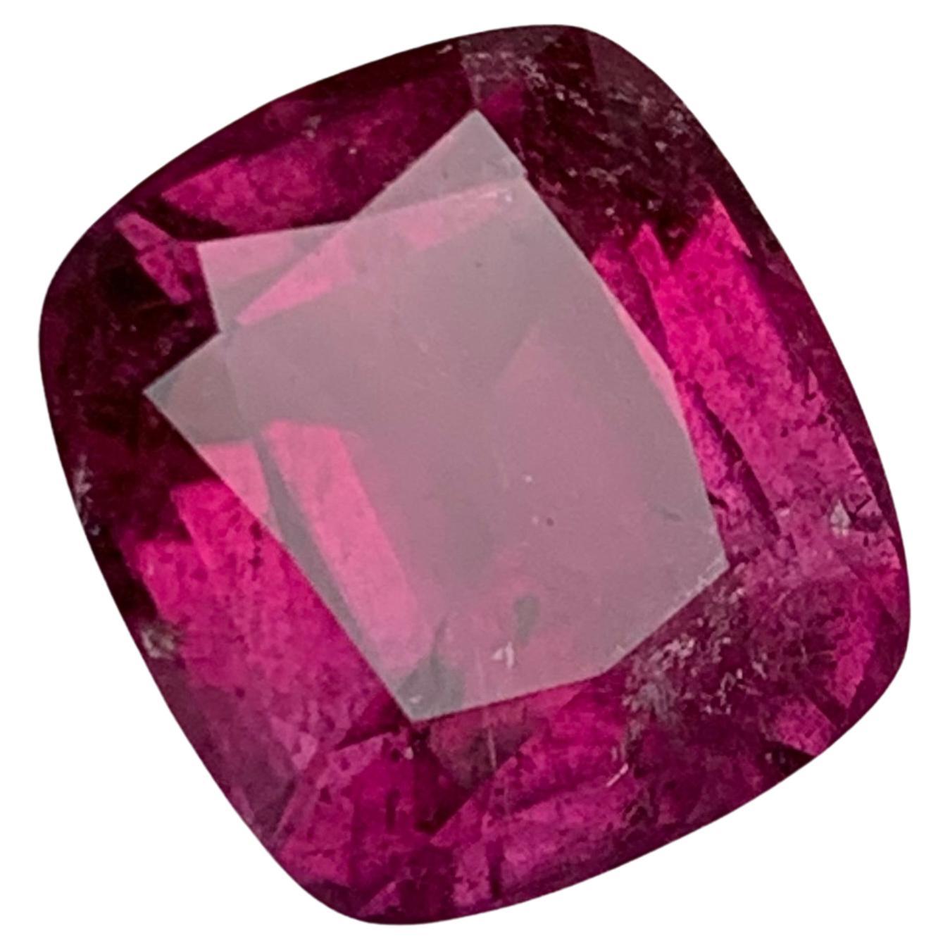 Rare Purplish Pink Natural Rubellite Tourmaline Gemstone, 11.05 Ct Cushion Cut