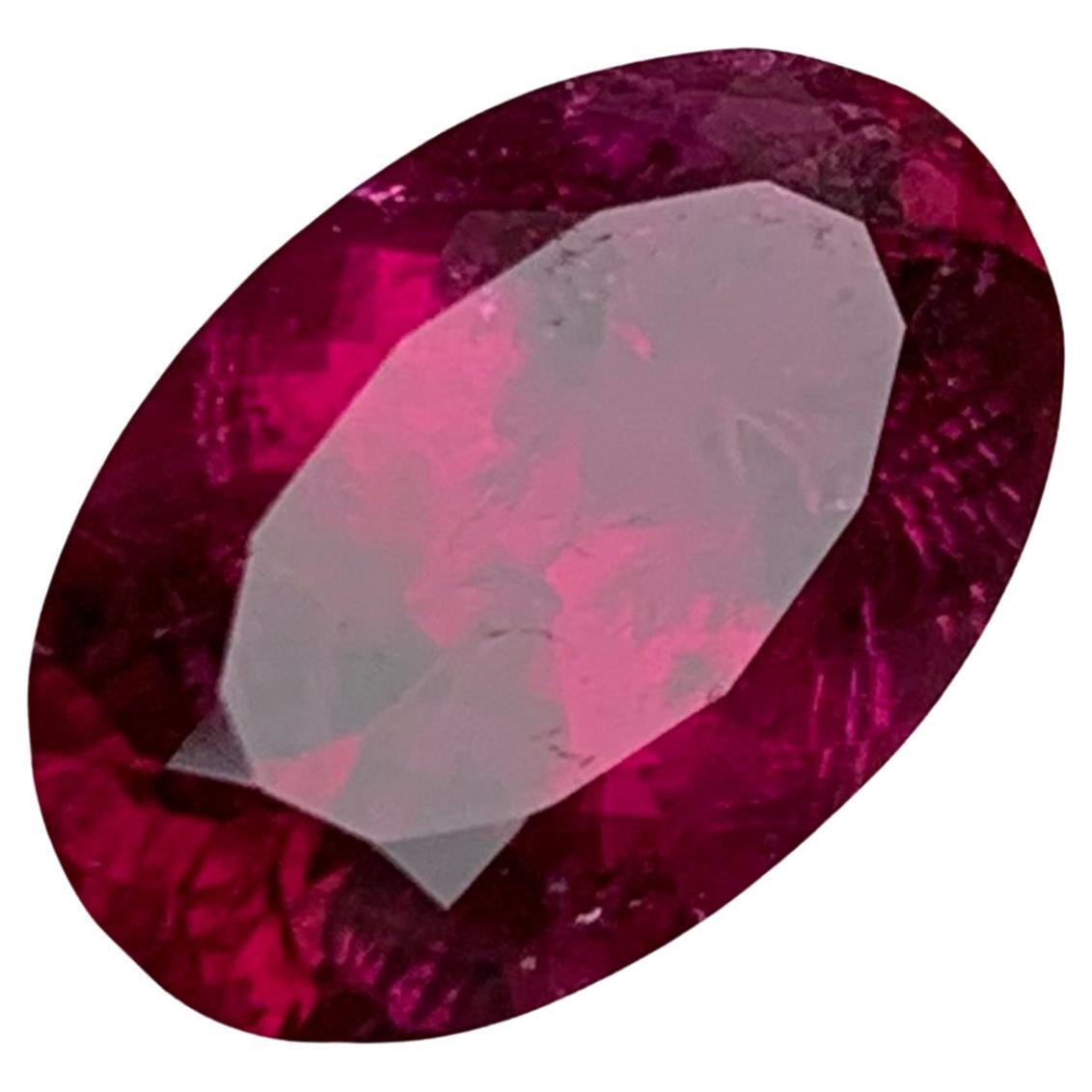 Rare Purplish Pink Red Hue Rubellite Tourmaline Gemstone, 5.80 Ct Oval Cushion  For Sale