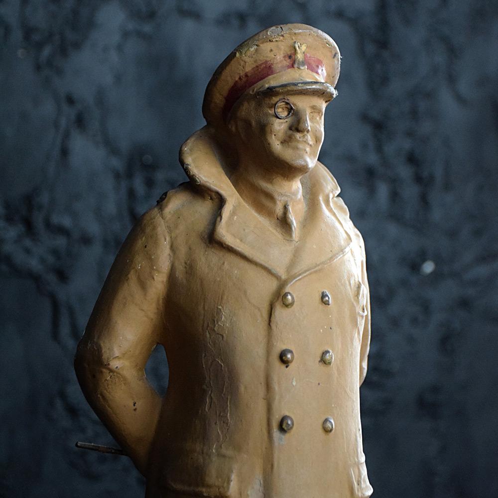 Rare Pytram Advertising Army Club Papier Mache Figure 

We are proud to offer a rare example of a hand-crafted early 20th Century Pytram Papier Mache Army Club Advertising figure, in the form of a well-dressed English solider. With brass monocle