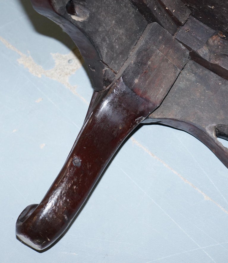 Rare Qing Dynasty circa 1860 Heavy Hand Carved Elephant Chair Japanese