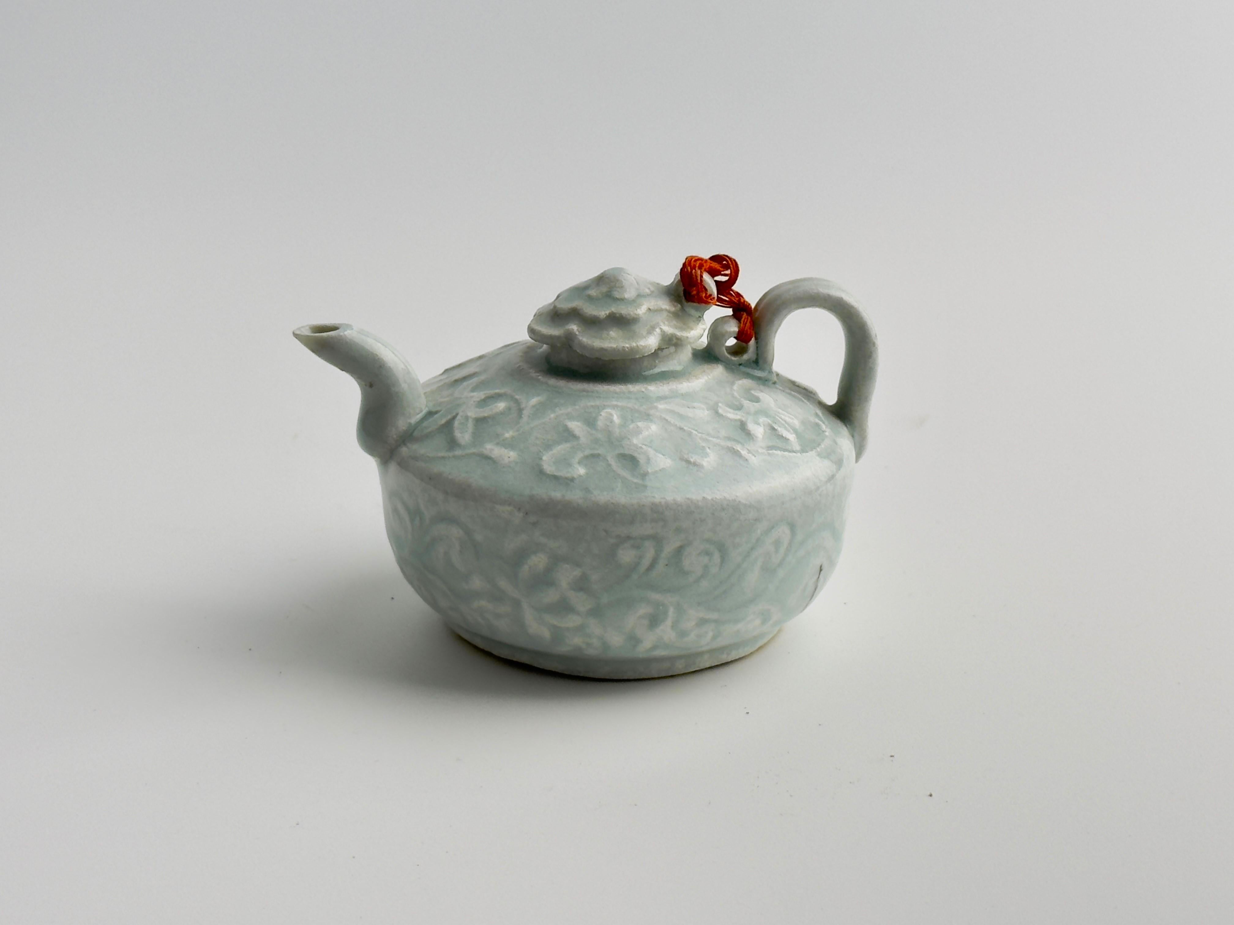 18th Century and Earlier Rare Qingbai Carved Ewer, Song-Yuan Dynasty For Sale