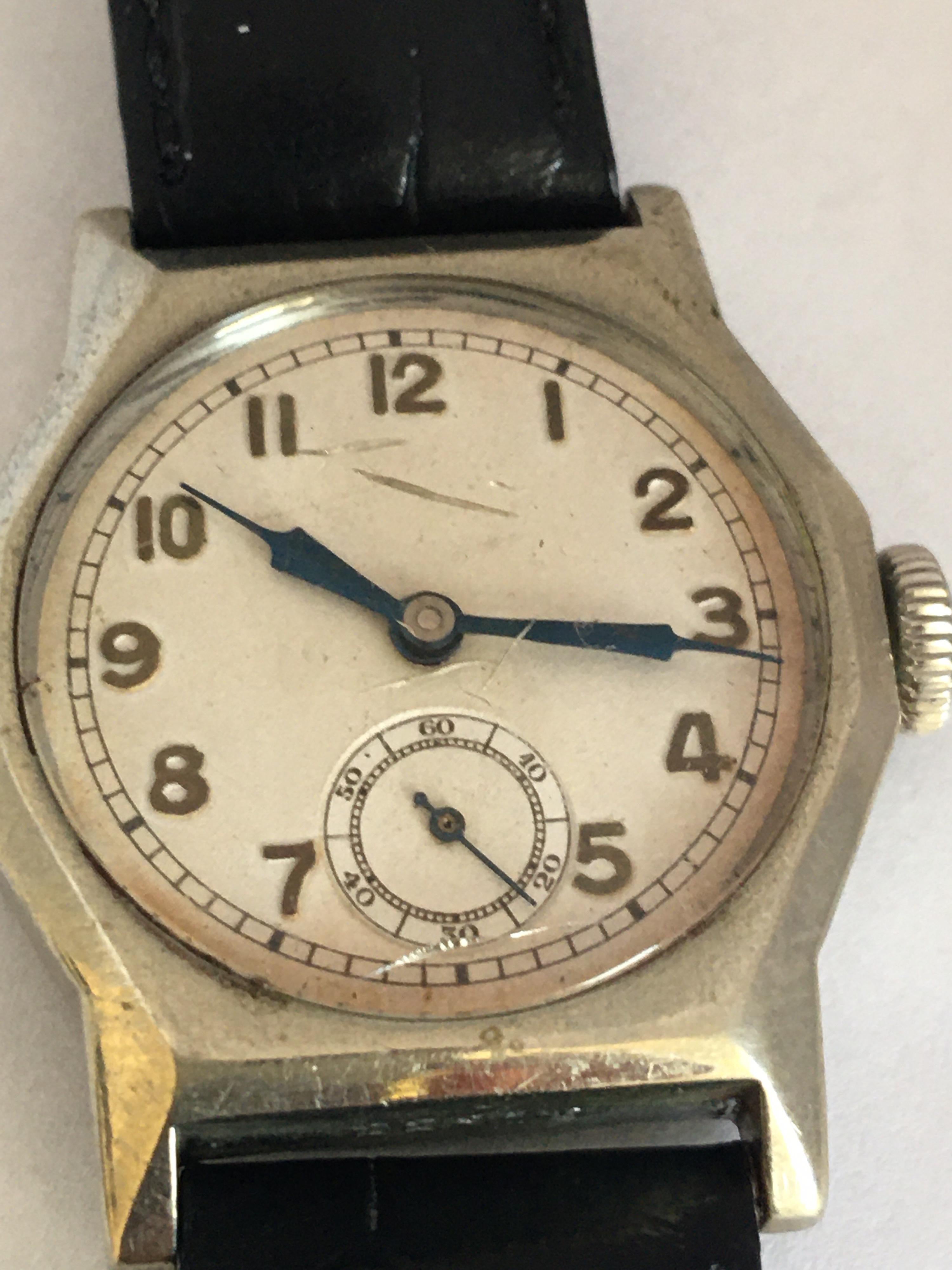 Rare Quality 1930s Vintage Silver Plated Mechanical Watch For Sale 3