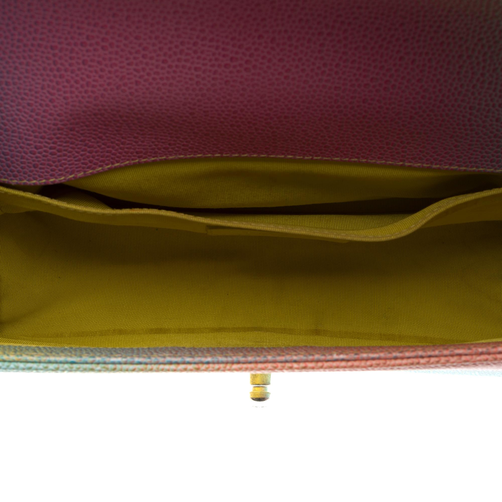 Rare Rainbow Chanel Boy medium shoulder bag in multicolor Caviar leather, PHW For Sale 3