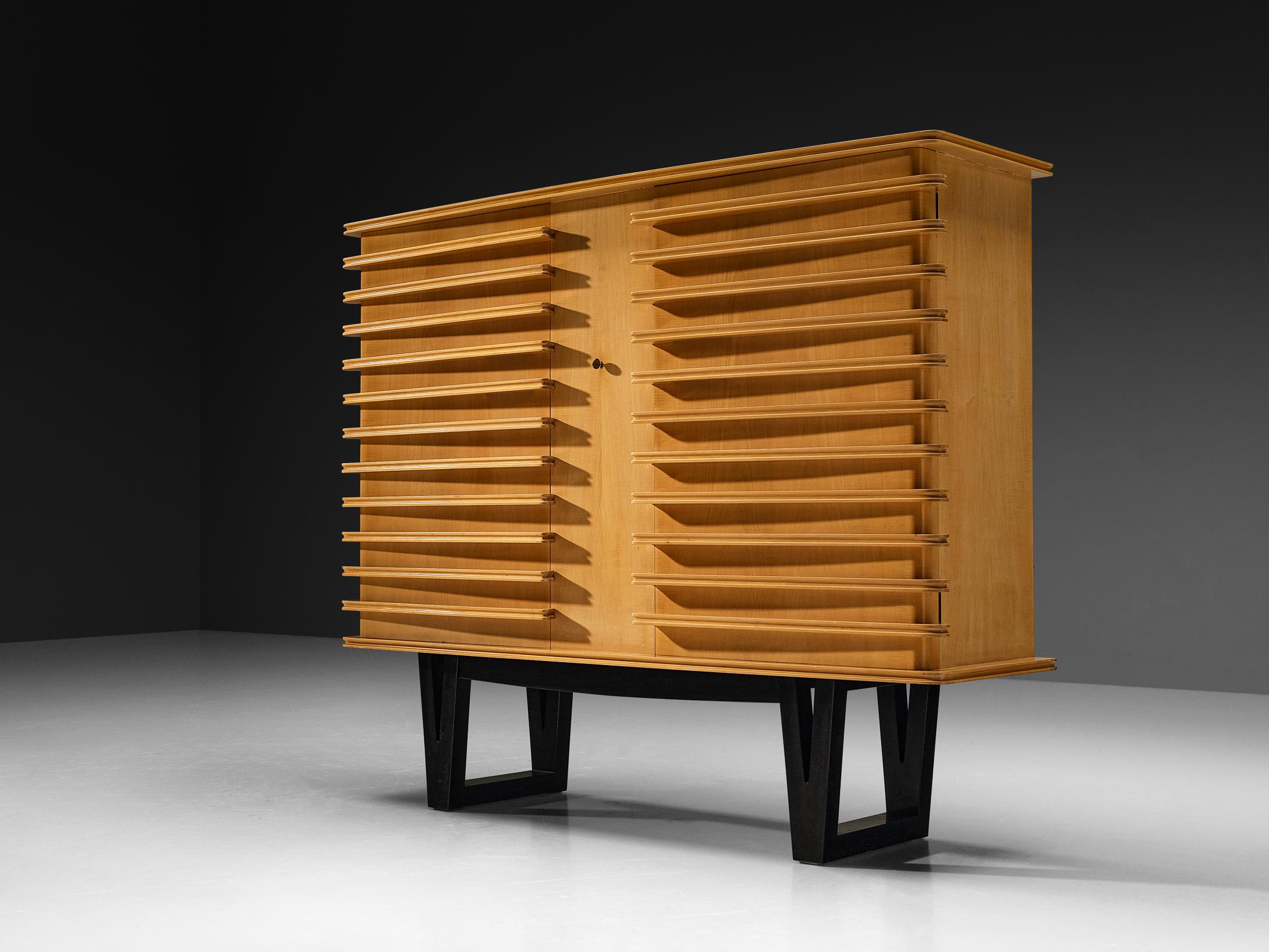 Rare Raoul Clement & R. Verot French Highboard in Sycamore In Good Condition For Sale In Waalwijk, NL