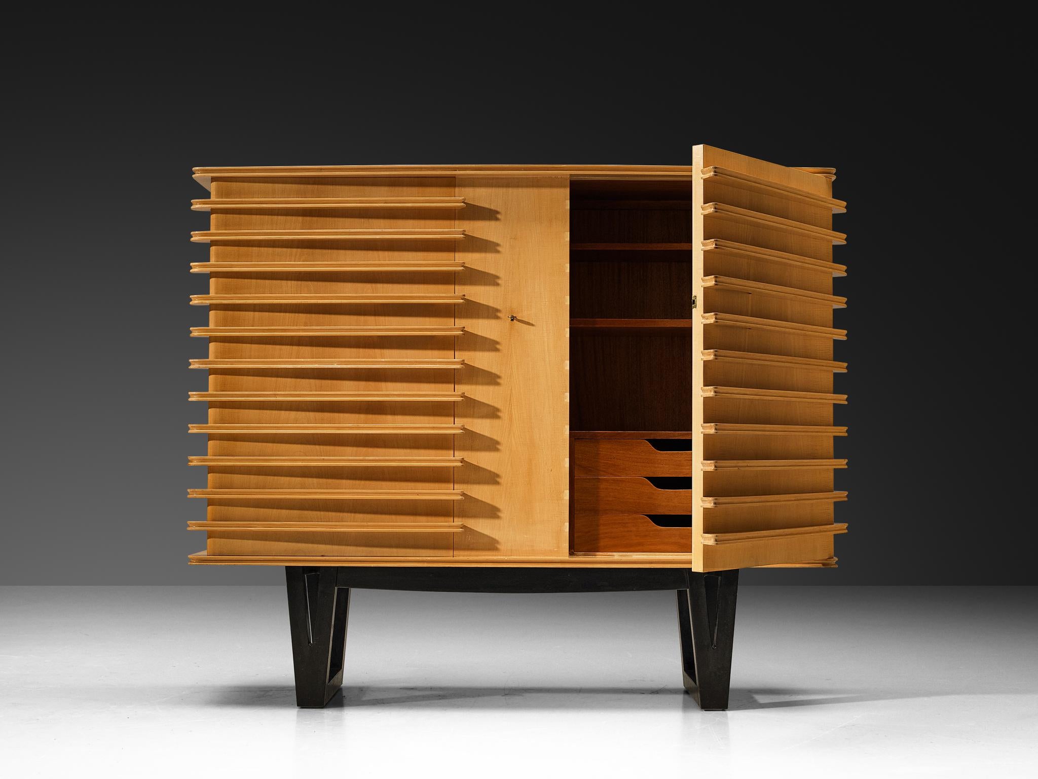 Mid-20th Century Rare Raoul Clement & R. Verot French Highboard in Sycamore For Sale