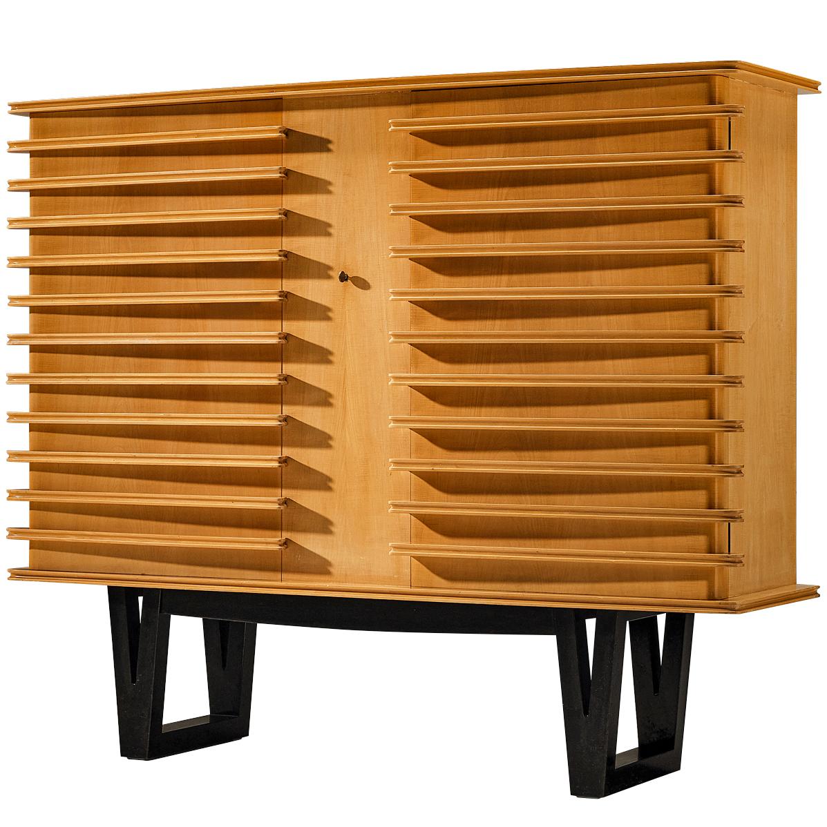 Rare Raoul Clement & R. Verot French Highboard in Sycamore For Sale