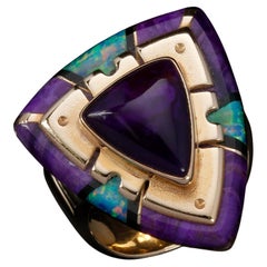 Rare Raoul Sosa Sugilite and Opal Arrowhead Ring