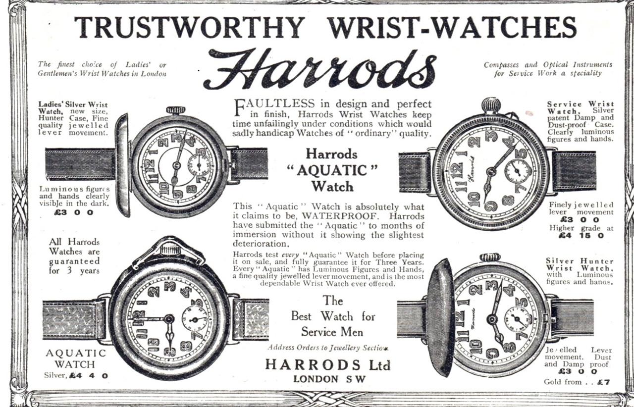  Rare, rare, Harrods/Fortis Montre de plongée résistante à l'eau WW1, nickel Unisexe 