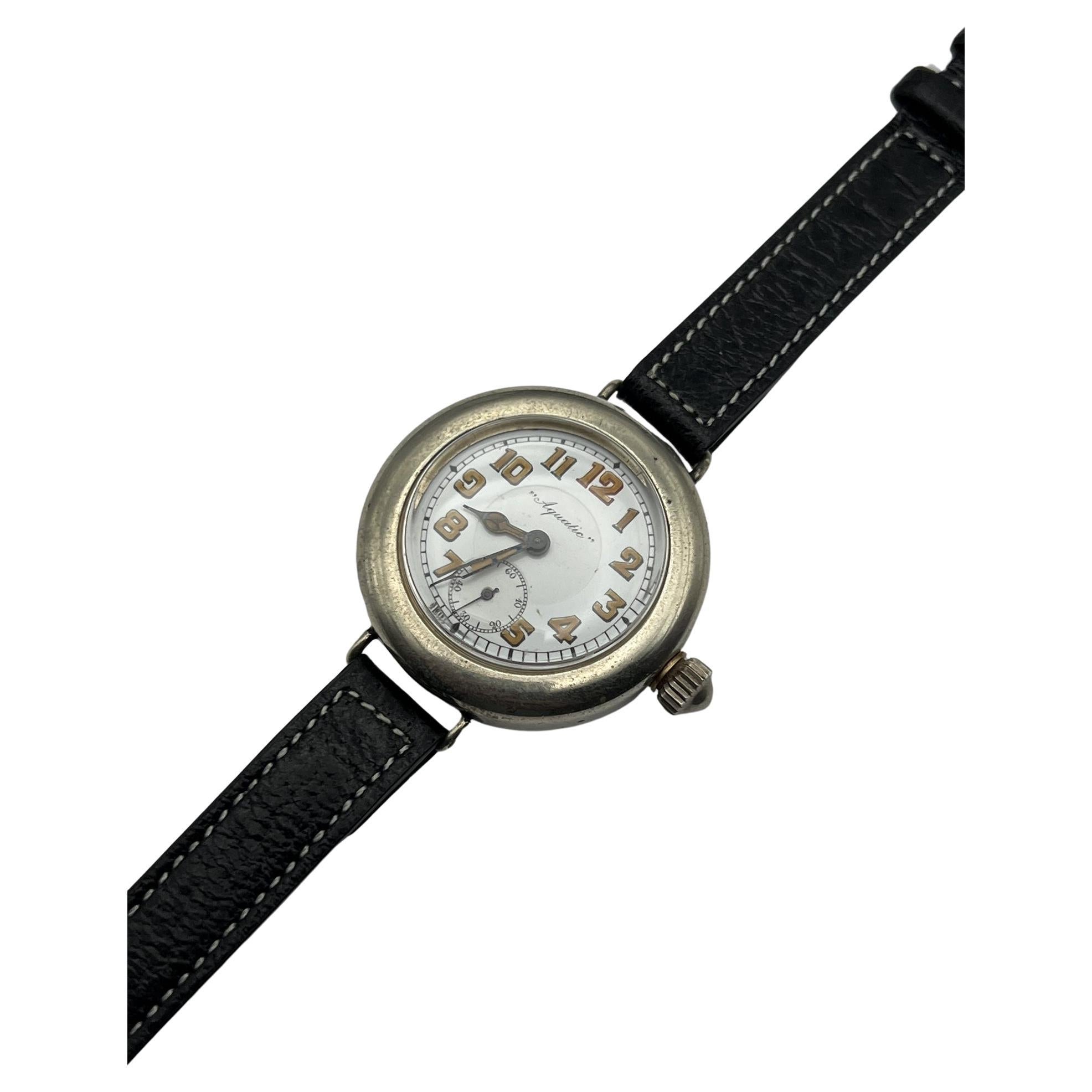 1914 Tiffany Solid Gold Trench / WW1 Watch, Waltham Motor, Carefully Restored at 1stDibs