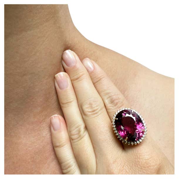Raspberry Colored Rings Rare Raspberry Tourmaline and Diamonds Paradizia Ring For Sale at 1stDibs