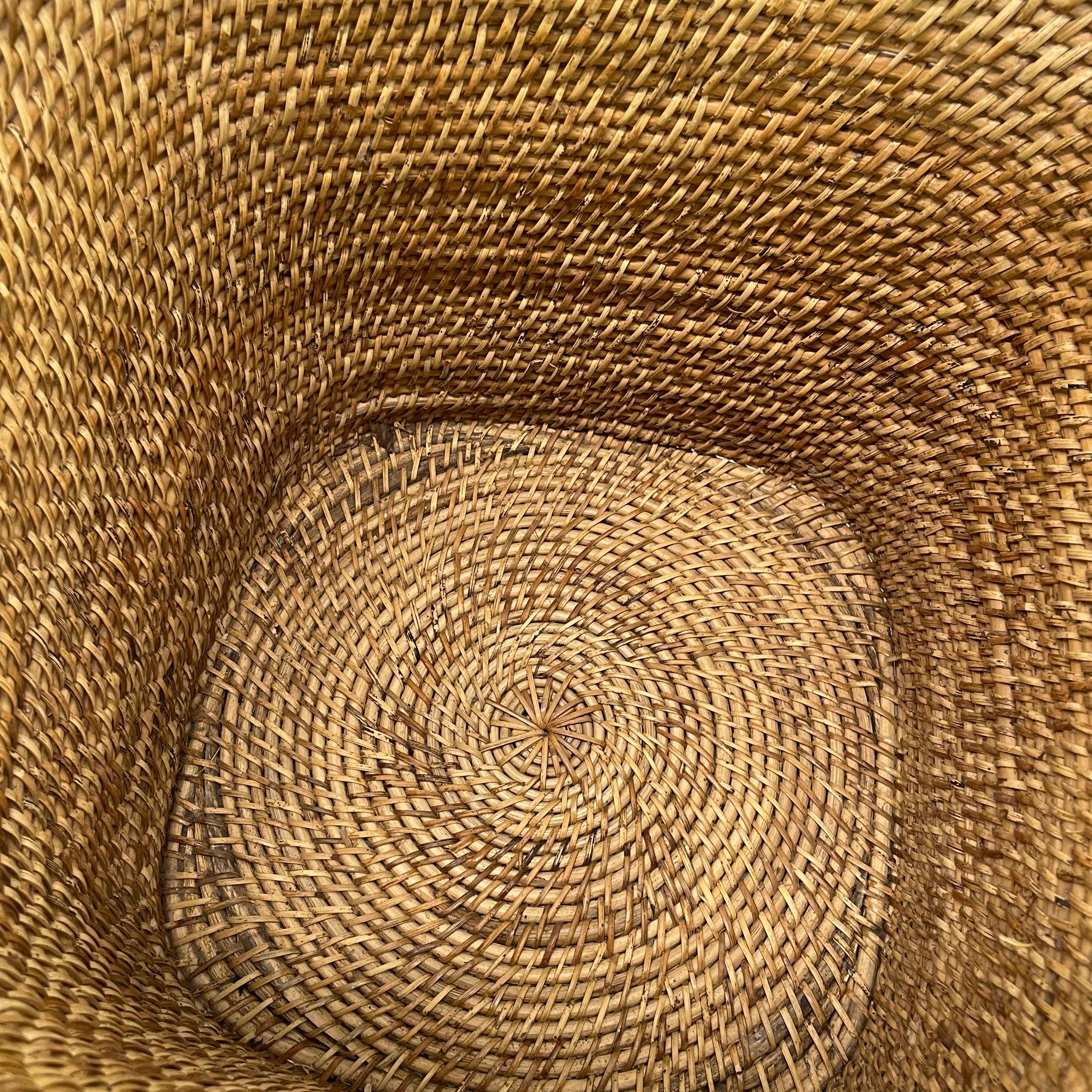 rare Rattan and Brass paper waste bin in Crespi Albini Style, Italy, 1970s 4