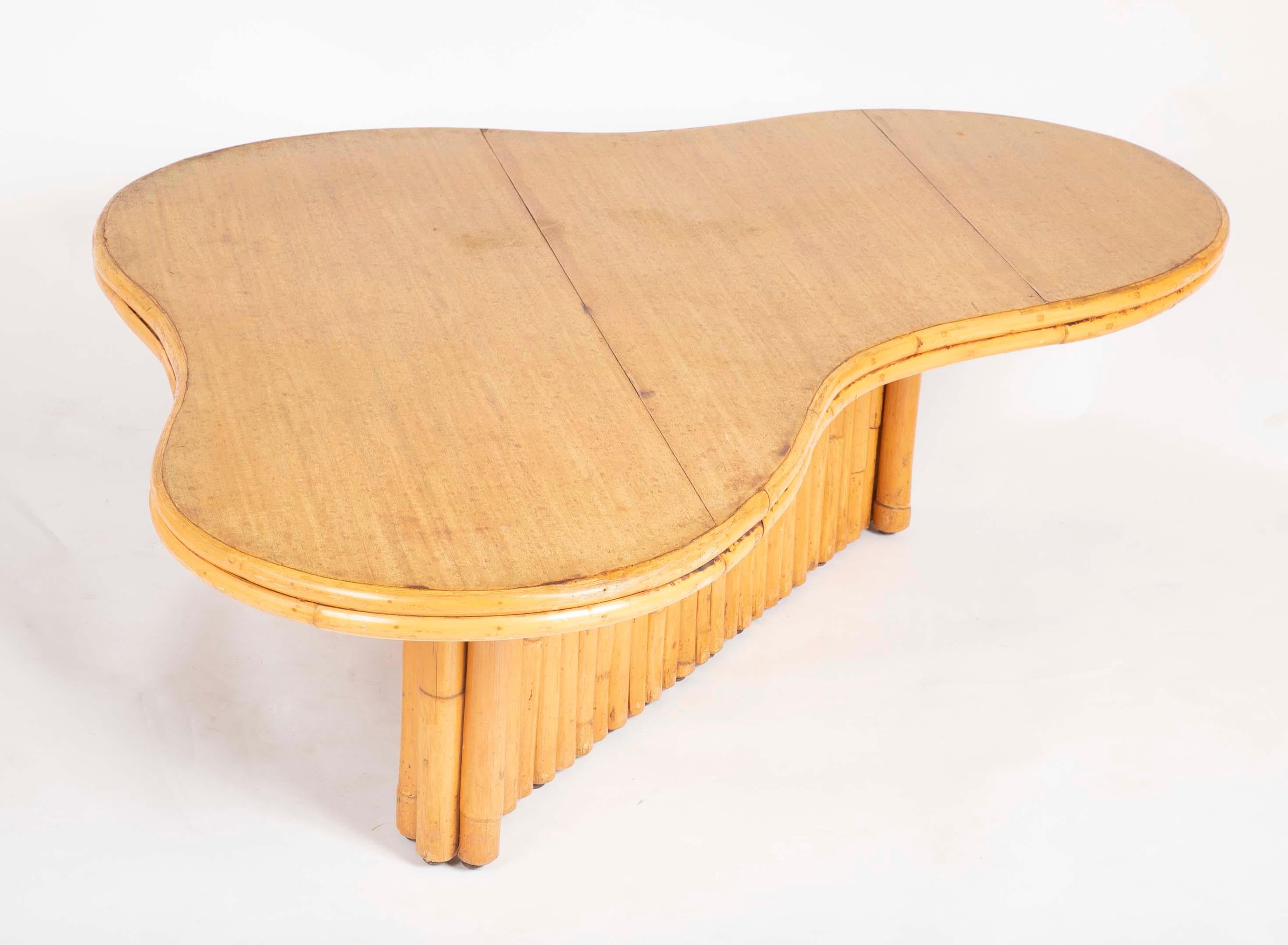 Rare Rattan Coffee Table Attributed to Paul Frankl 1