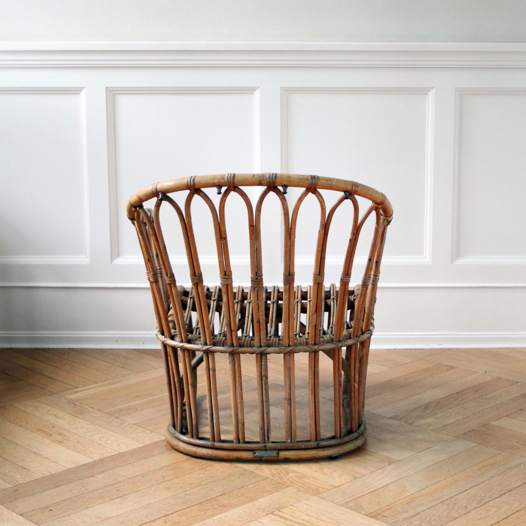 Raro sillón de ratán de Tove Kindt-Larsen, Wengler, Dinamarca Años 40 en Bueno estado para la venta en Copenhagen, DK