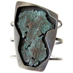 Rare Raymond Graves Sterling Silver Patinated Copper Shadowbox Cuff Bracelet