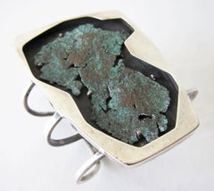 Rare Raymond Graves Sterling Silver Patinated Copper Shadowbox Cuff Bracelet