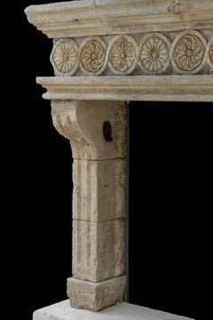 Rare Reclaimed Italian Limestone Fireplace Mantel