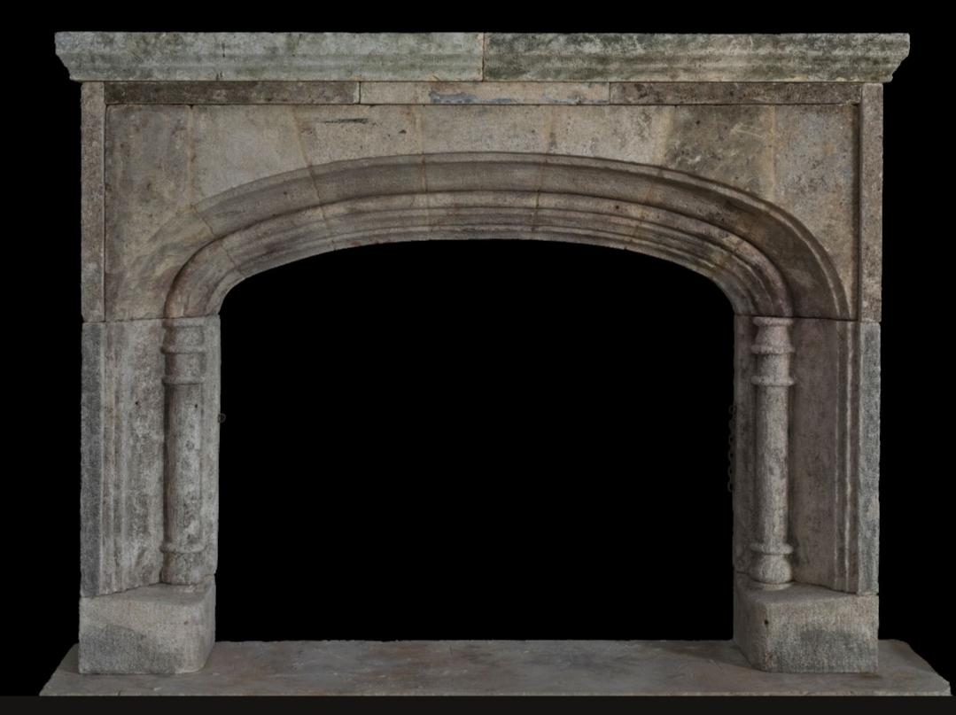This limestone mantel is one of twelve fireplace mantels that we've recently acquired from a chateau-like mansion in Italy. 

All twelve rare mantels were intricately hand carved by Italian master carvers and installed on site anywhere between