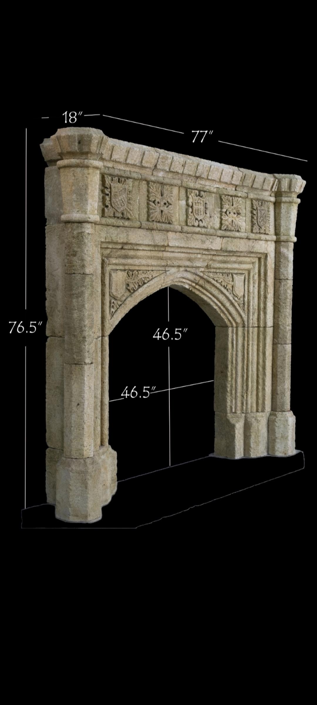 Rare Reclaimed Italian Limestone Fireplace Mantel 1