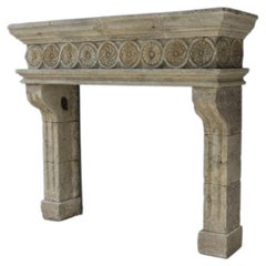 Used Rare Reclaimed Italian Limestone Fireplace Mantel