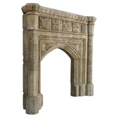 Rare Reclaimed Italian Limestone Fireplace Mantel