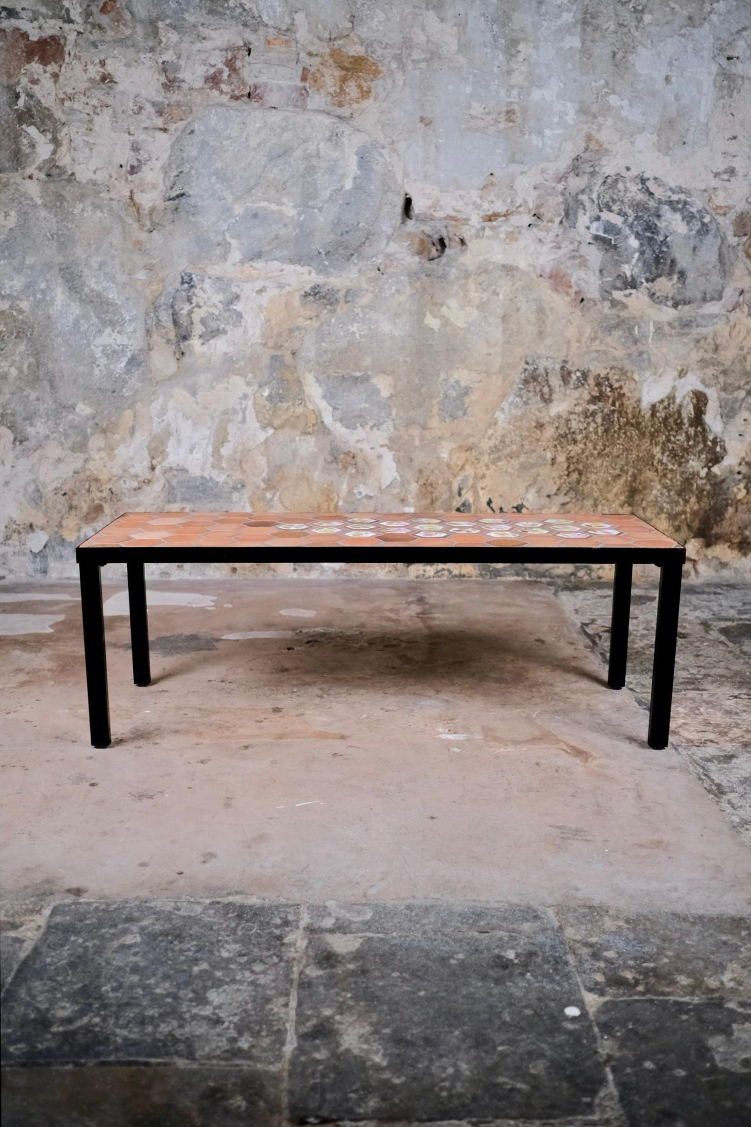 Francese Raro tavolino rettangolare in ceramica di Roger Capron, Francia, anni '60 in vendita