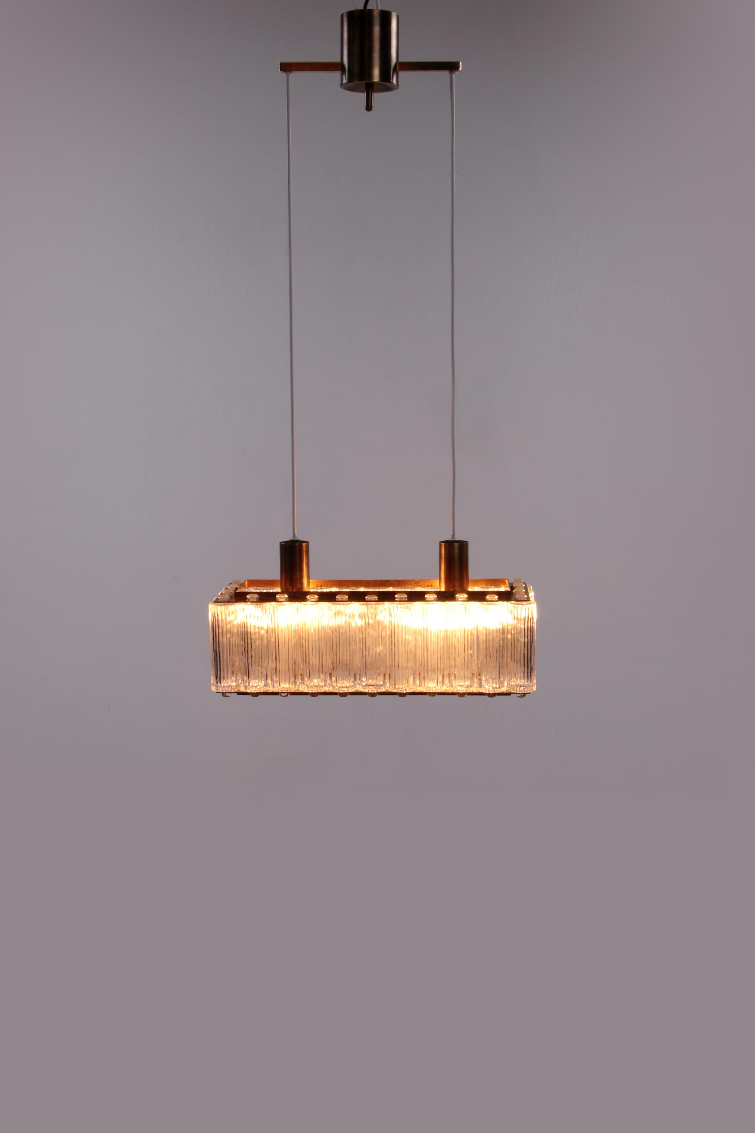 Danish Rare Rectangular Pendant Lamp Nordlys Light by Eric Warna For Sale