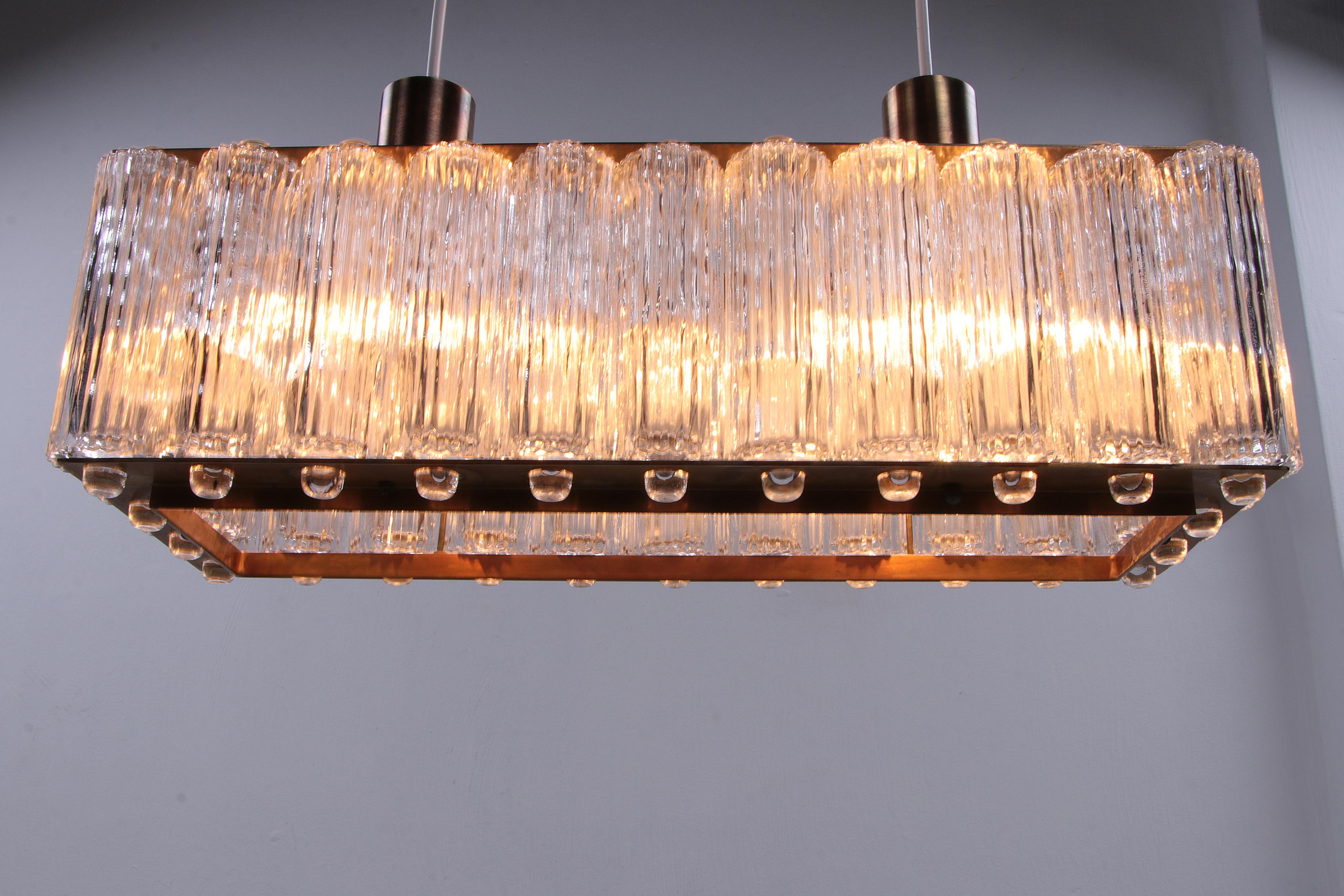 Mid-20th Century Rare Rectangular Pendant Lamp Nordlys Light by Eric Warna For Sale