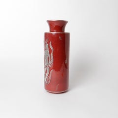 Rare Red Argenta Stoneware Vase by Wilhelm Kåge Gustavsberg, 1940s
