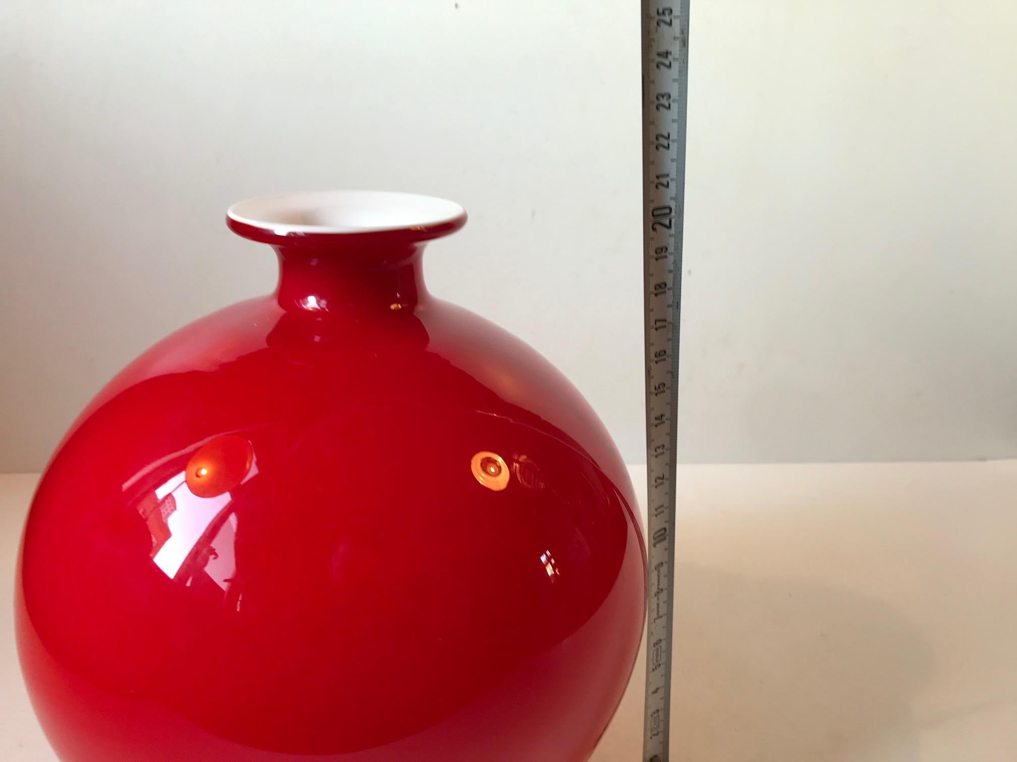 Blown Glass Rare Red Carnaby Ball Vase by Per Lütken for Holmegaard, Denmark, 1970s