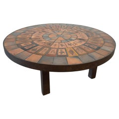 Rare red ceramic coffee table by Roger Capron