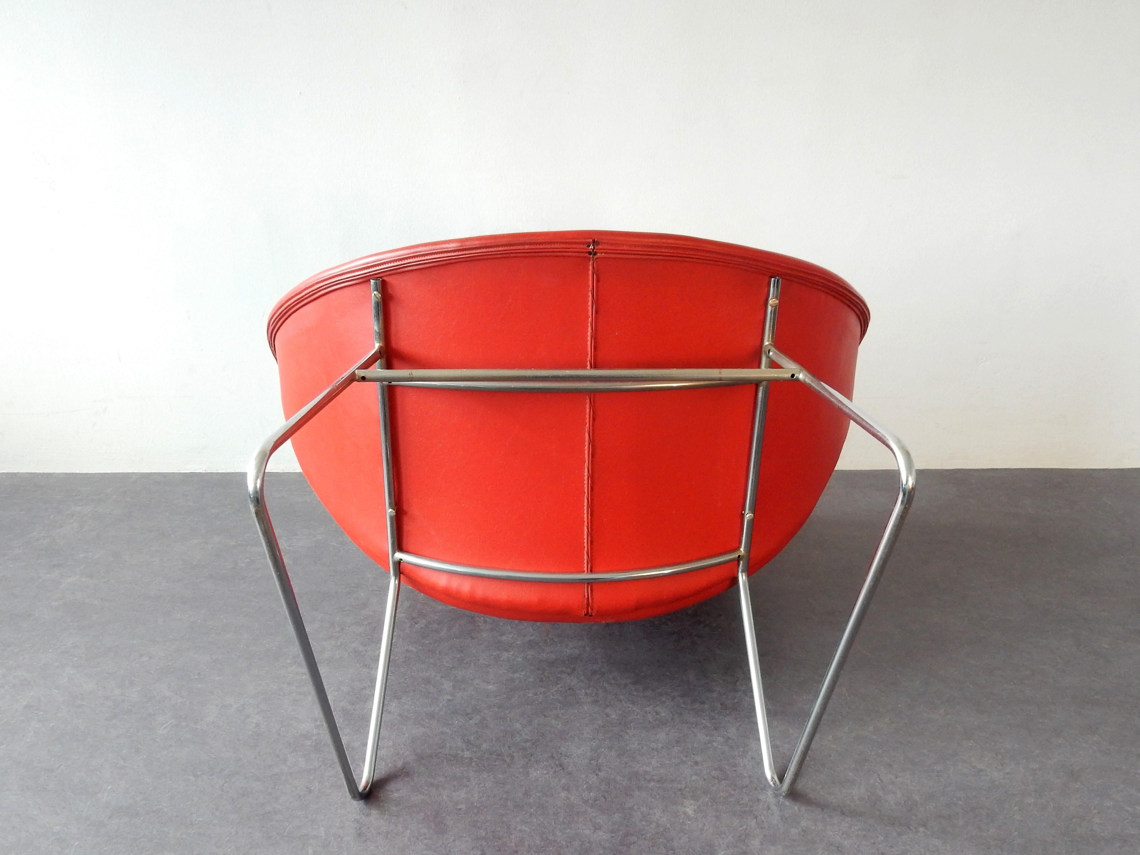 Dutch Rare Red Cocco Lounge Chair by JH. Rohe for Rohé Noordwolde, Netherlands, 1970s