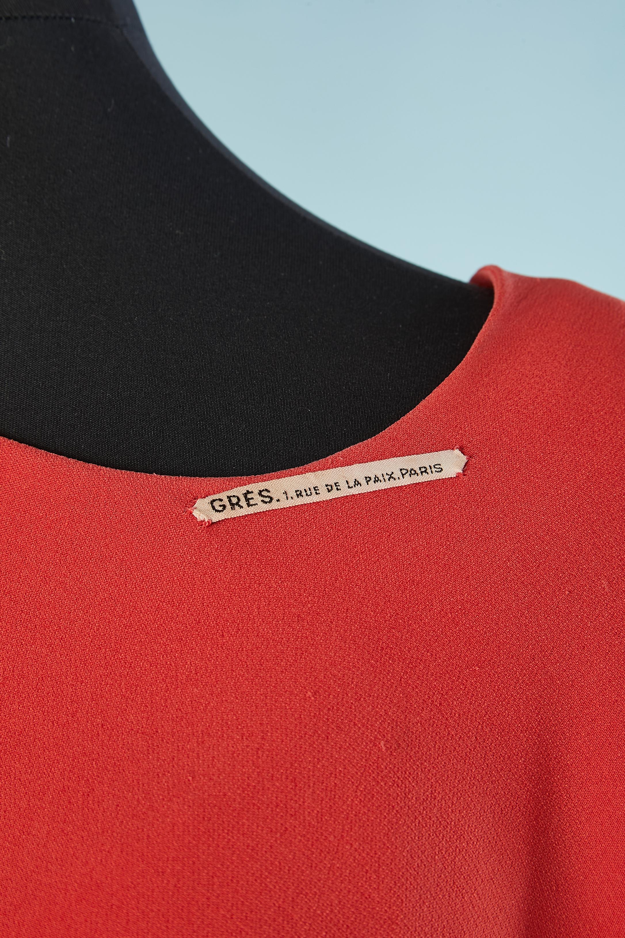 RARE robe du soir en crêpe rouge avec cape Grès 1966 Pour femmes en vente