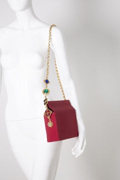 Rare red fabric shoulder pochette by Gianni Versace Couture, 90s