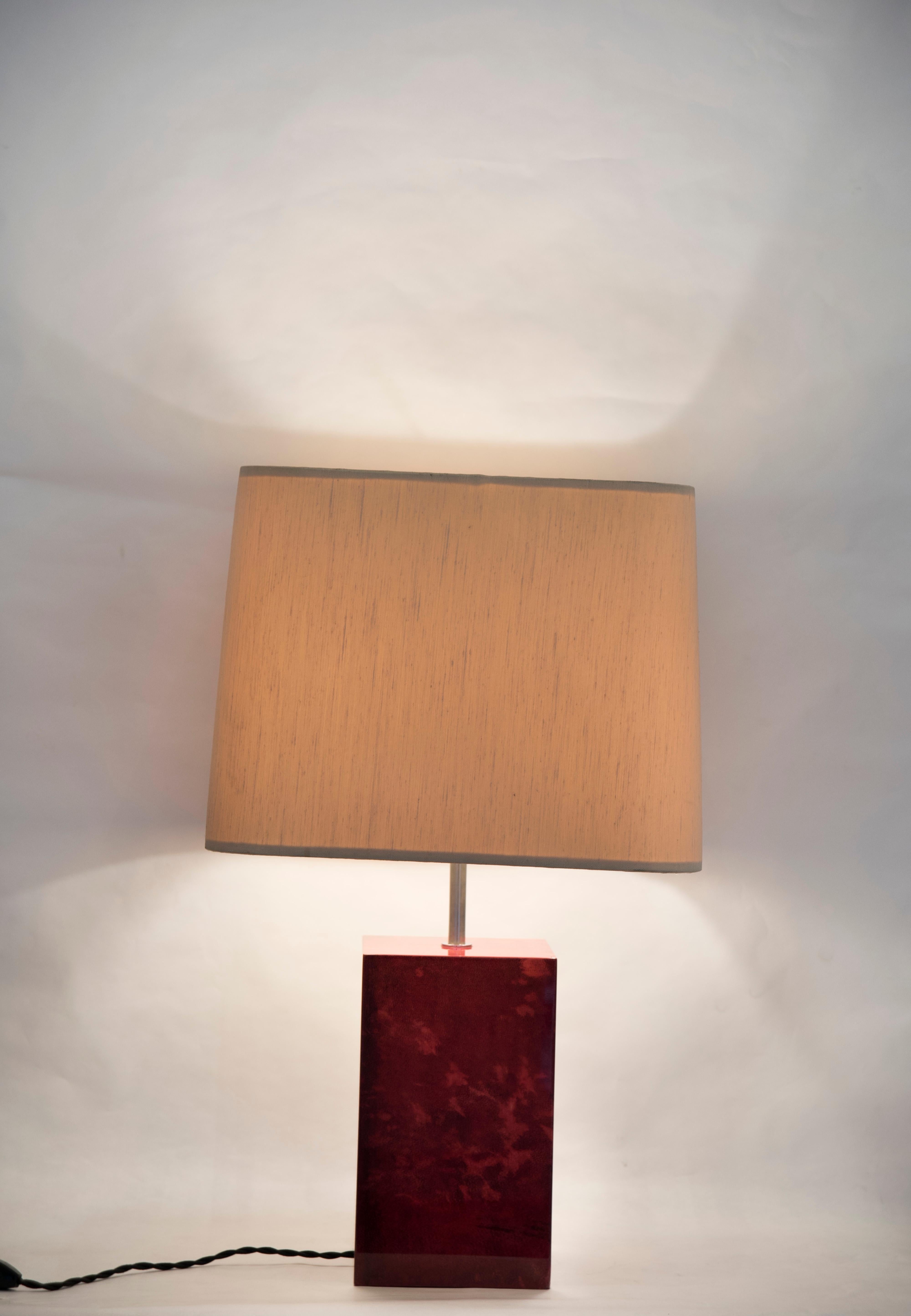Late 20th Century Rare Red Goatskin Lamp by Aldo Tura