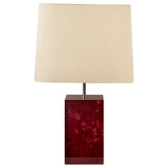 Rare Red Goatskin Lamp by Aldo Tura