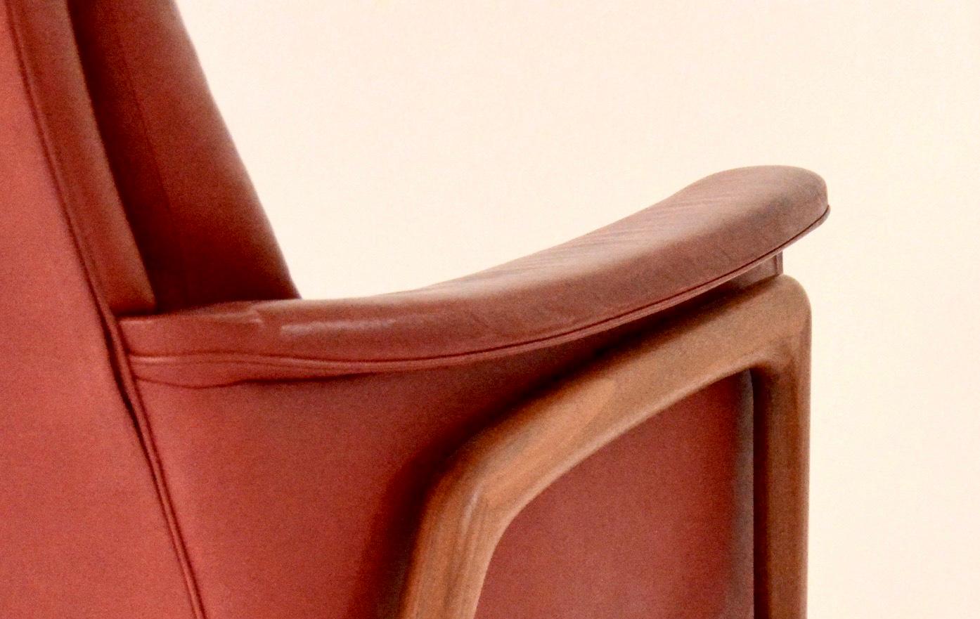 Mid-20th Century Rare Red Leather Mid-Century Modern Folke Ohlsson `Arizona` Chair for DUX, 1960s For Sale