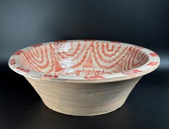 Rare Red Lebrillo, Spanish Large Fajalauza Ceramic Bowl - 16.7"