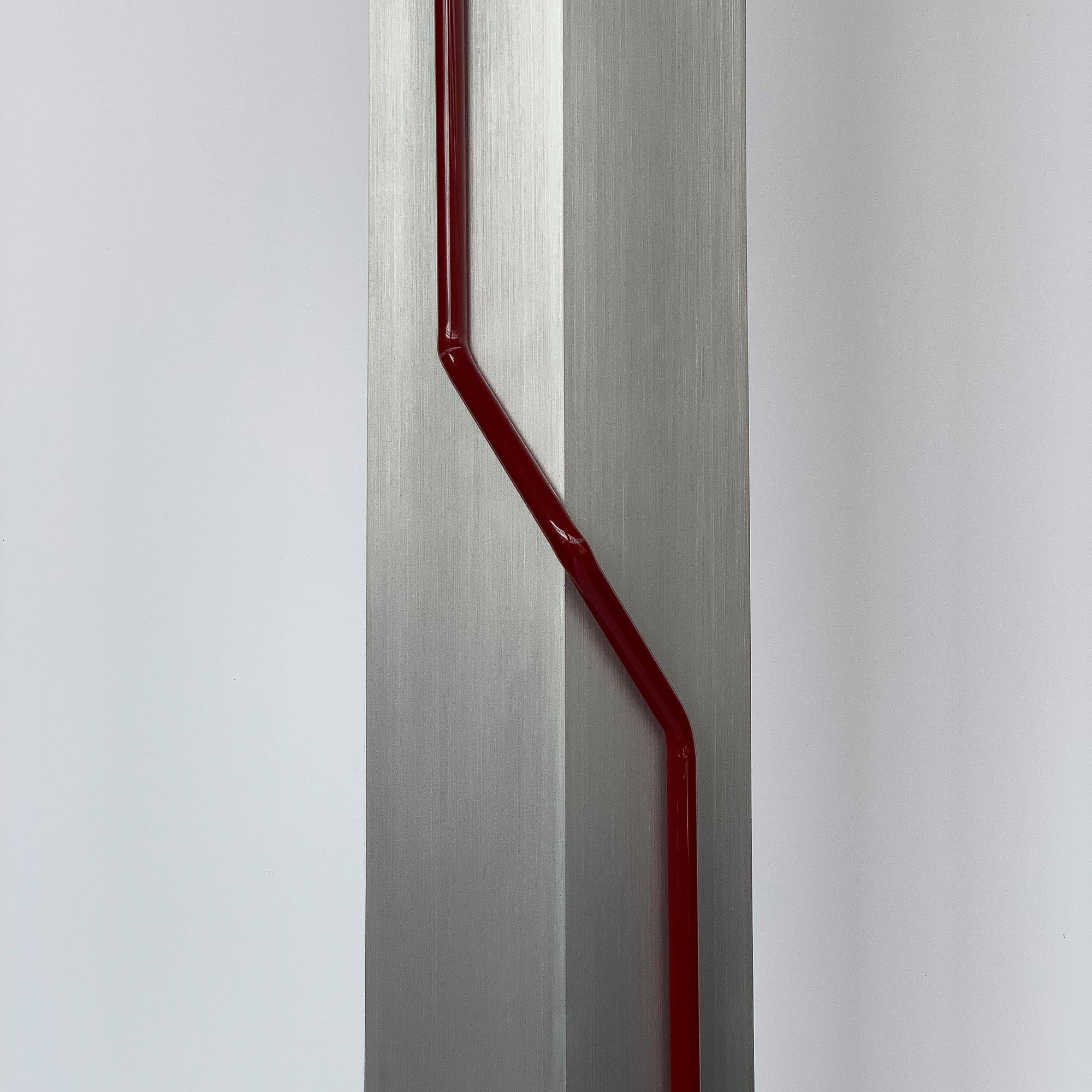 Rare Red Neon and Aluminum Floor Lamp by Rudi Stern and Don Chelsea for Kovacs 2