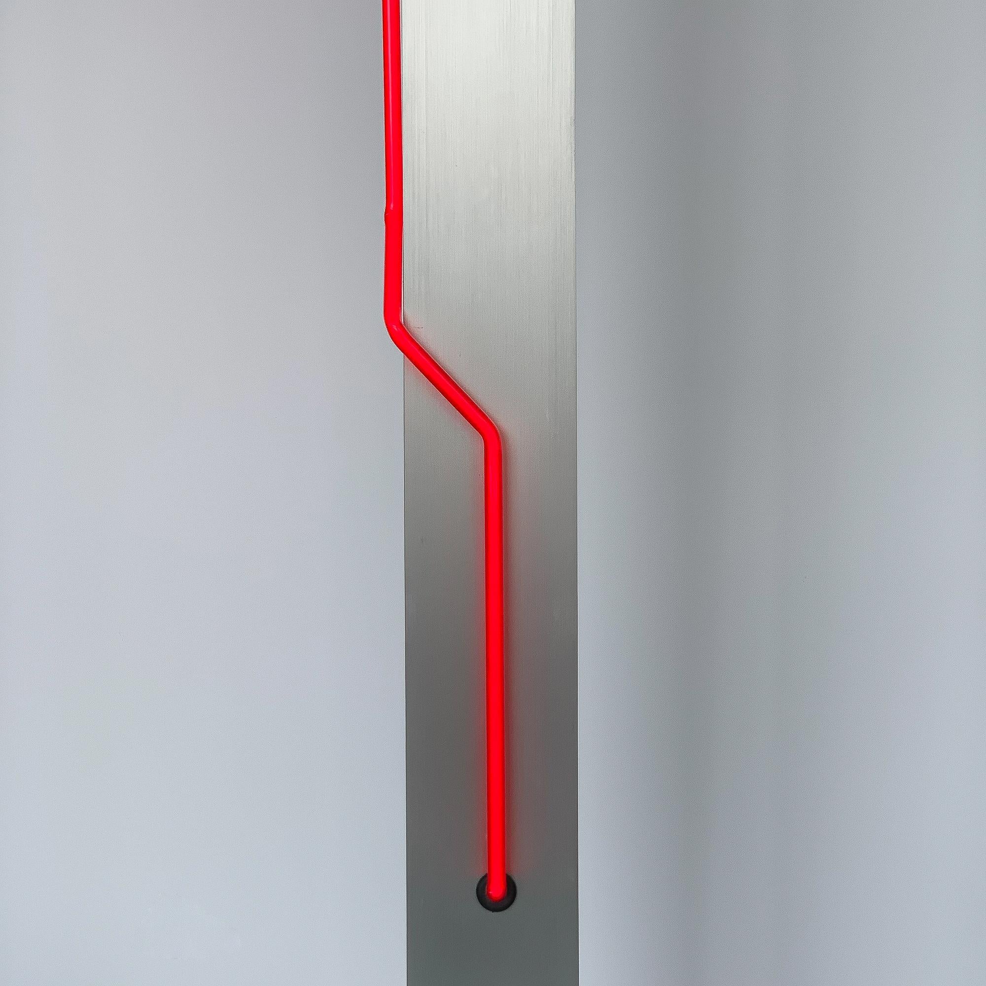 Rare Red Neon and Aluminum Floor Lamp by Rudi Stern and Don Chelsea for Kovacs 4
