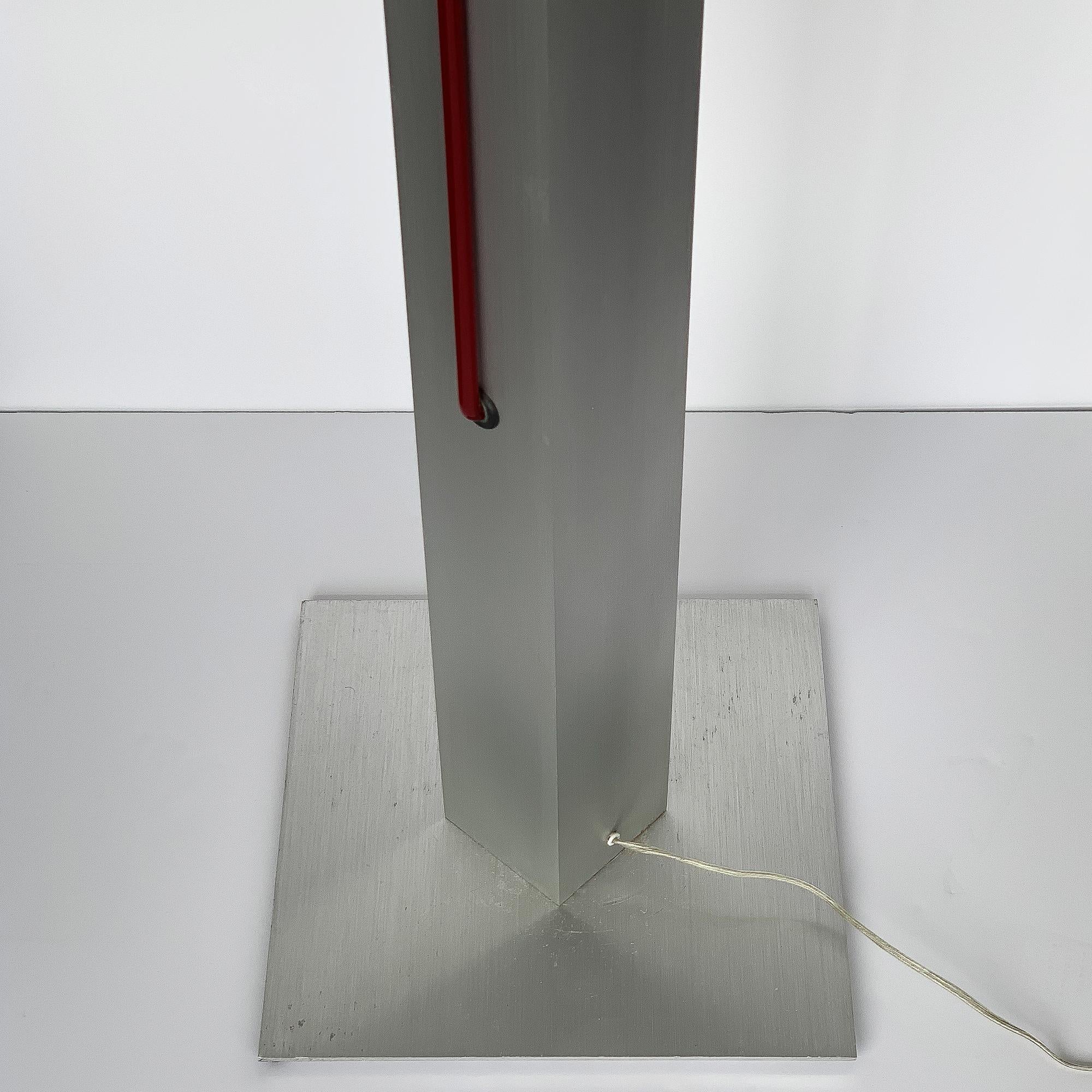Rare Red Neon and Aluminum Floor Lamp by Rudi Stern and Don Chelsea for Kovacs 7