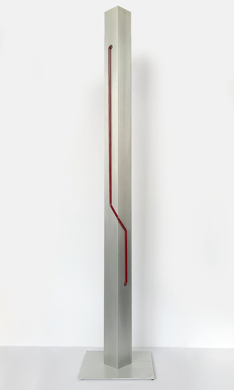 Rare Red Neon and Aluminum Floor Lamp by Rudi Stern and Don Chelsea for ...