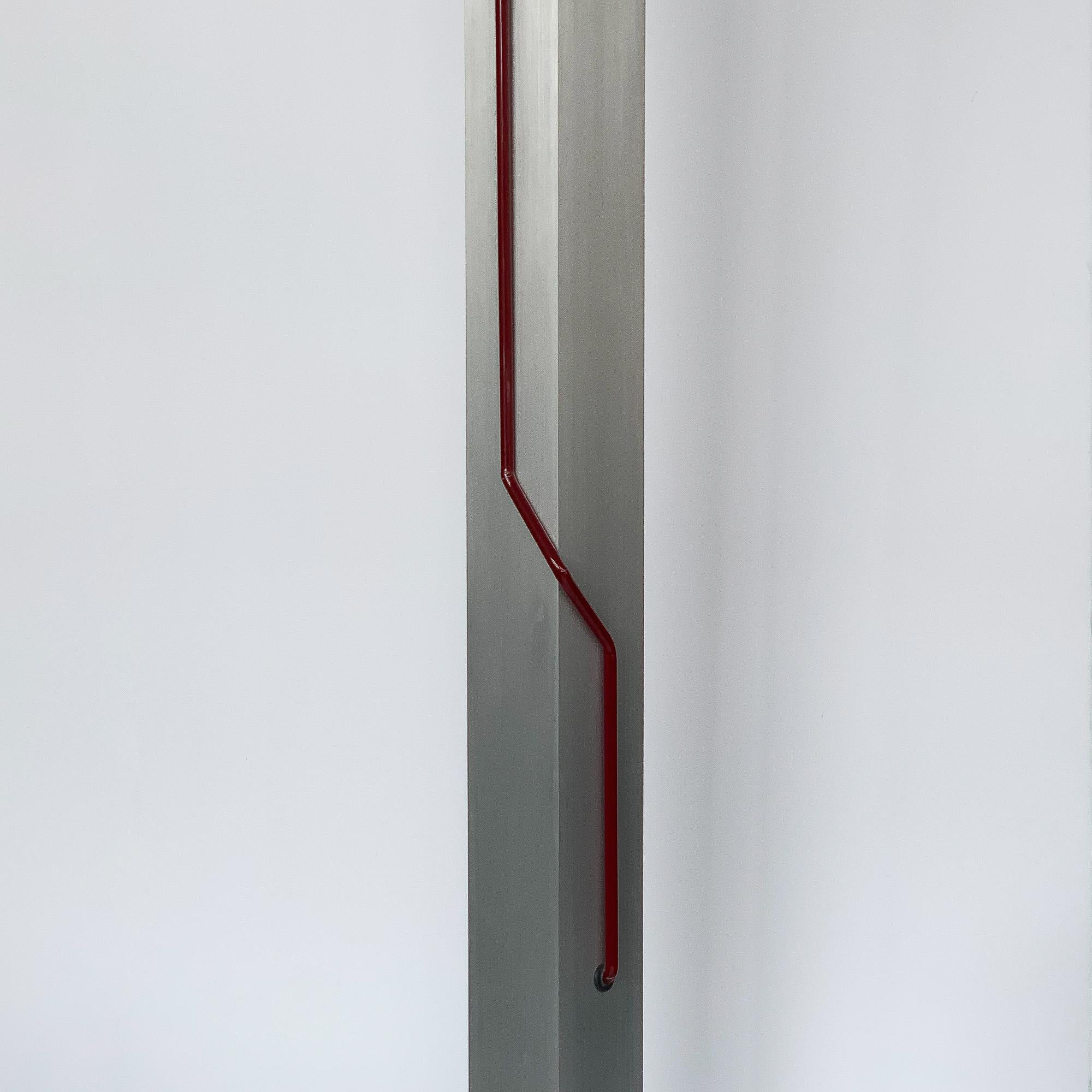 Rare Red Neon and Aluminum Floor Lamp by Rudi Stern and Don Chelsea for Kovacs In Good Condition In Chicago, IL