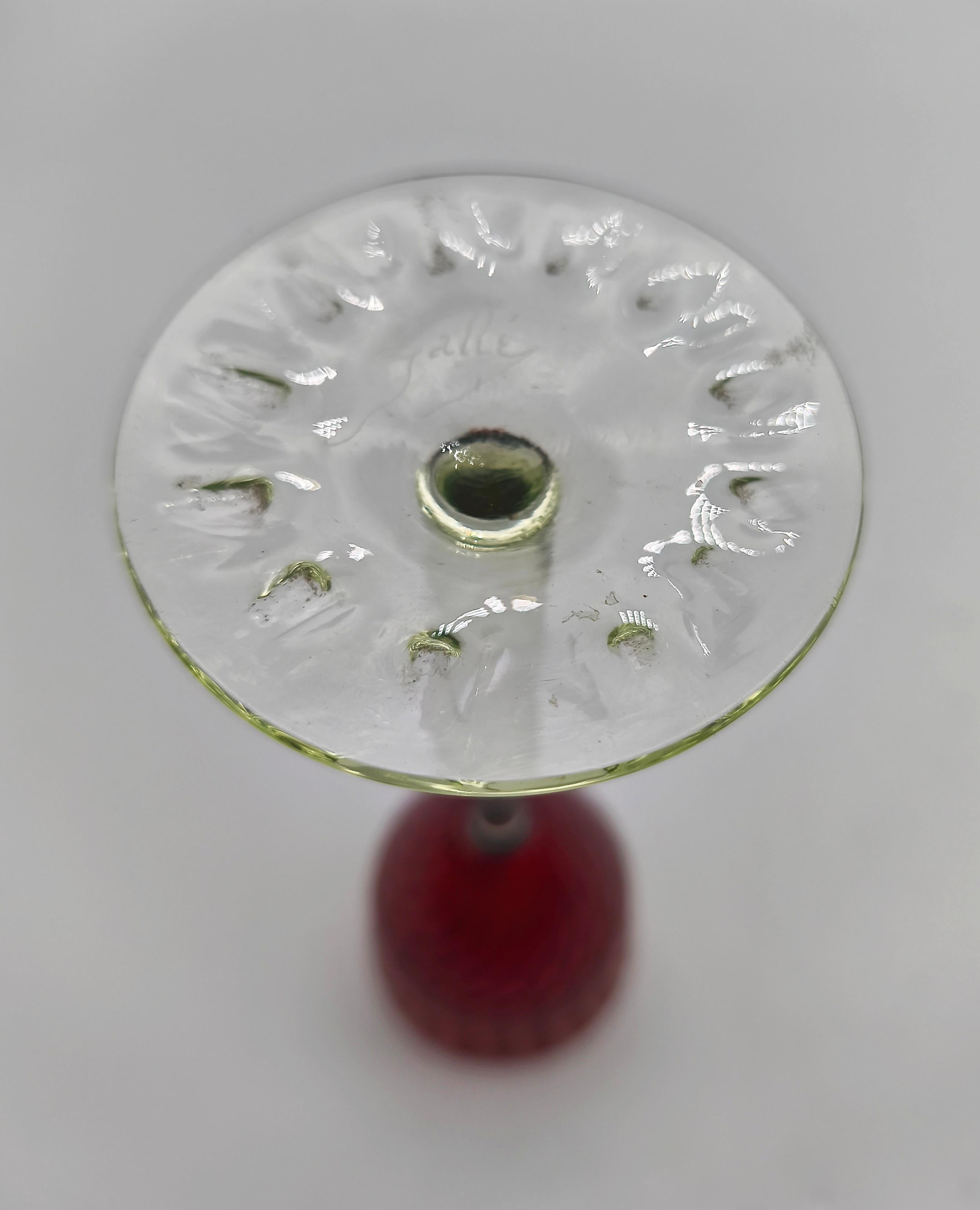 Seltenes rotes, optisch geblasenes Jugendstil-Weinglas von Emile Gallé, Nancy, ca. 1903 (Handgefertigt) im Angebot