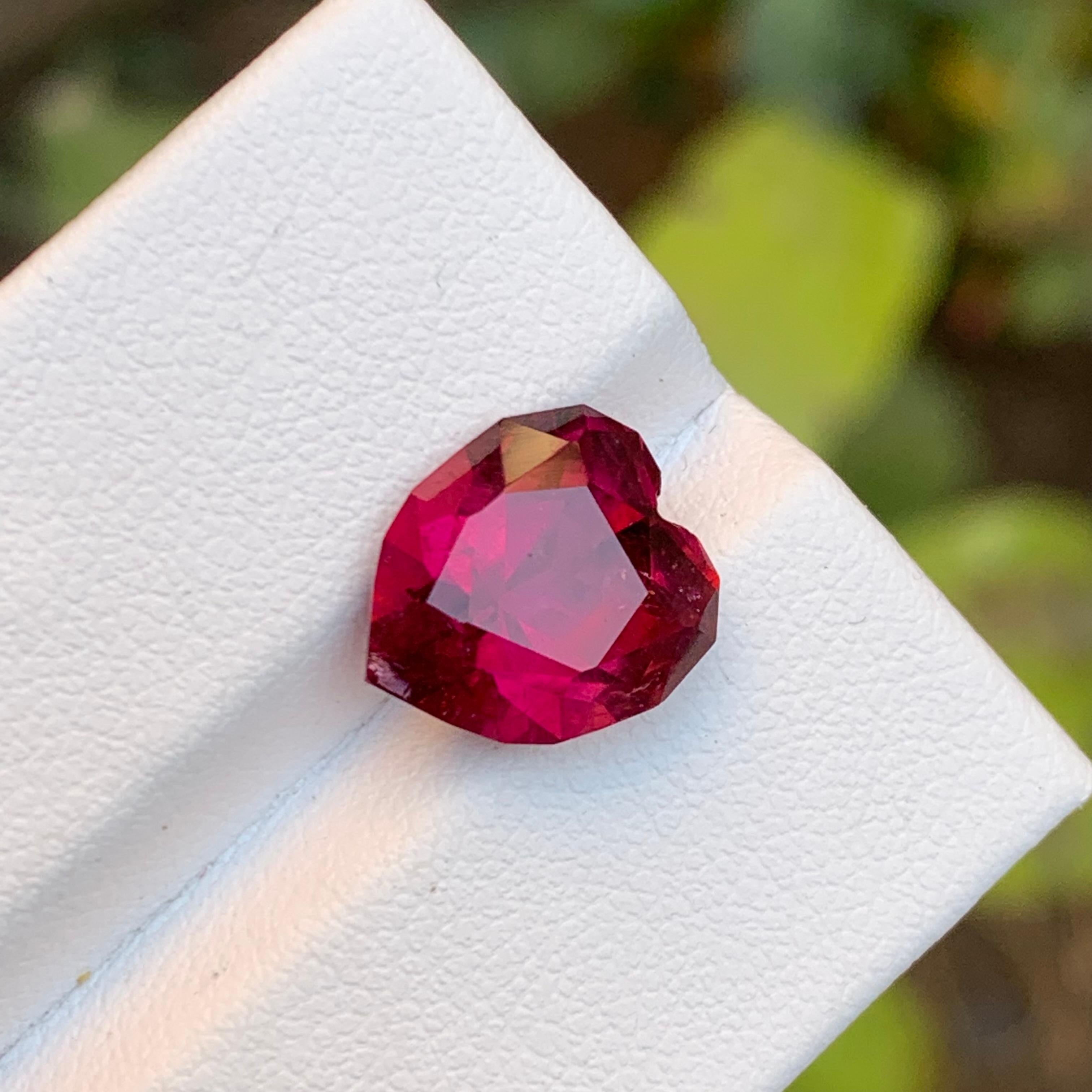 Rare Red Pink Natural Rubellite Tourmaline 4.70 Carat Brilliant Heart Shape Afg For Sale 4