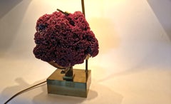 Rare Red Pipe Organ Coral brass table lamp, 1970s