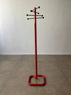 rare Red postmodern Italian coat rack, 1980s